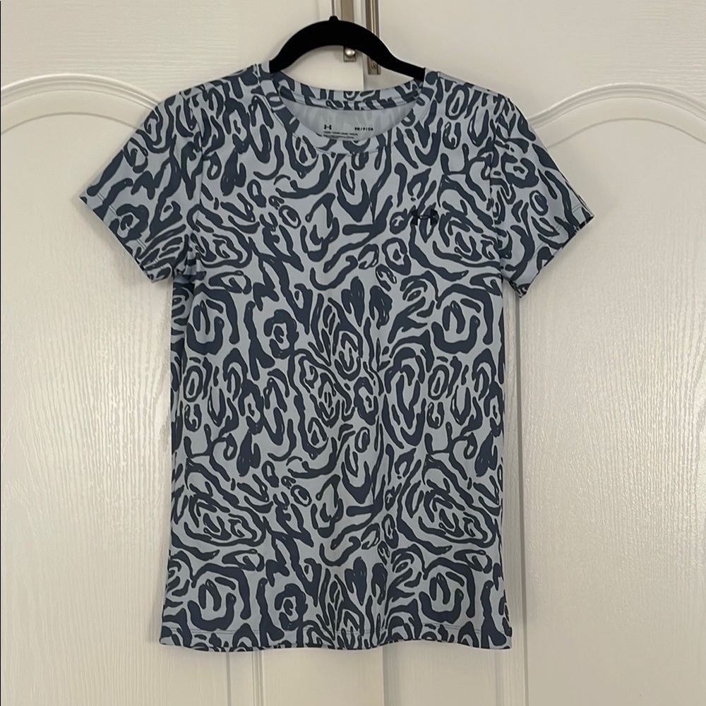 Under Armour Blue and White Graphic Fitted Tee